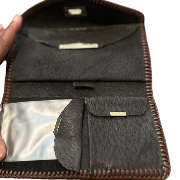 Vintage Handmade 1970’s Embossed Tooled Leather Clutch Hinged Clasp to‎ Close - Picture 10 of 11